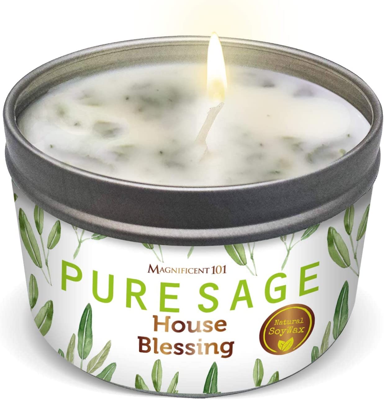 Magnificent 101 White Sage Smudge Candle for House Blessing and Cleansing Negative Energy