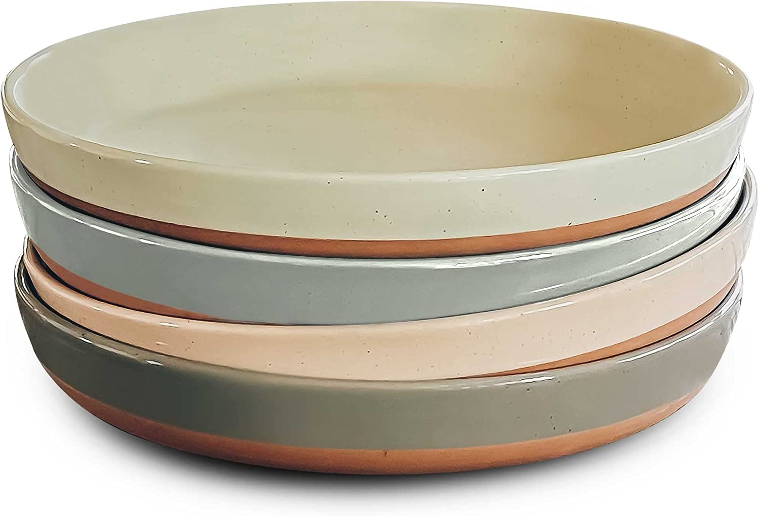 Mora Ceramic Flat Pasta Bowl Set of 4